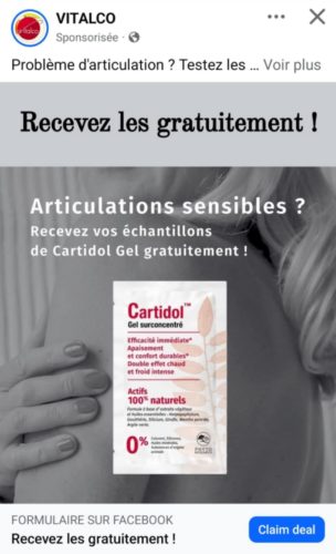 Échantillon gratuit gel Cartidol 